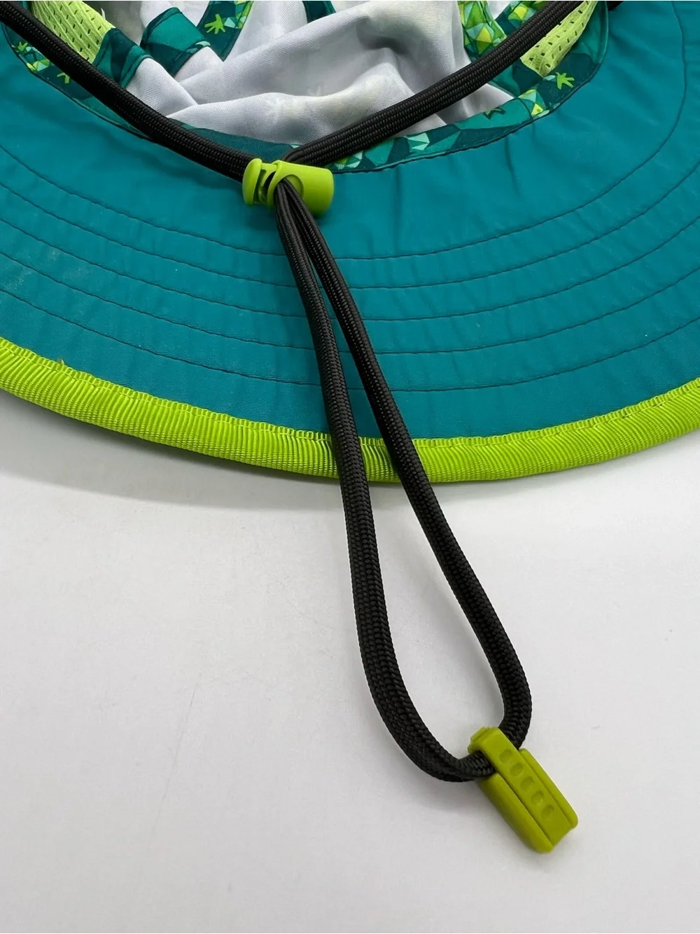 Kids Sun Hat with Neck Cape Reptile Print - Green & Blue 5-12 Years